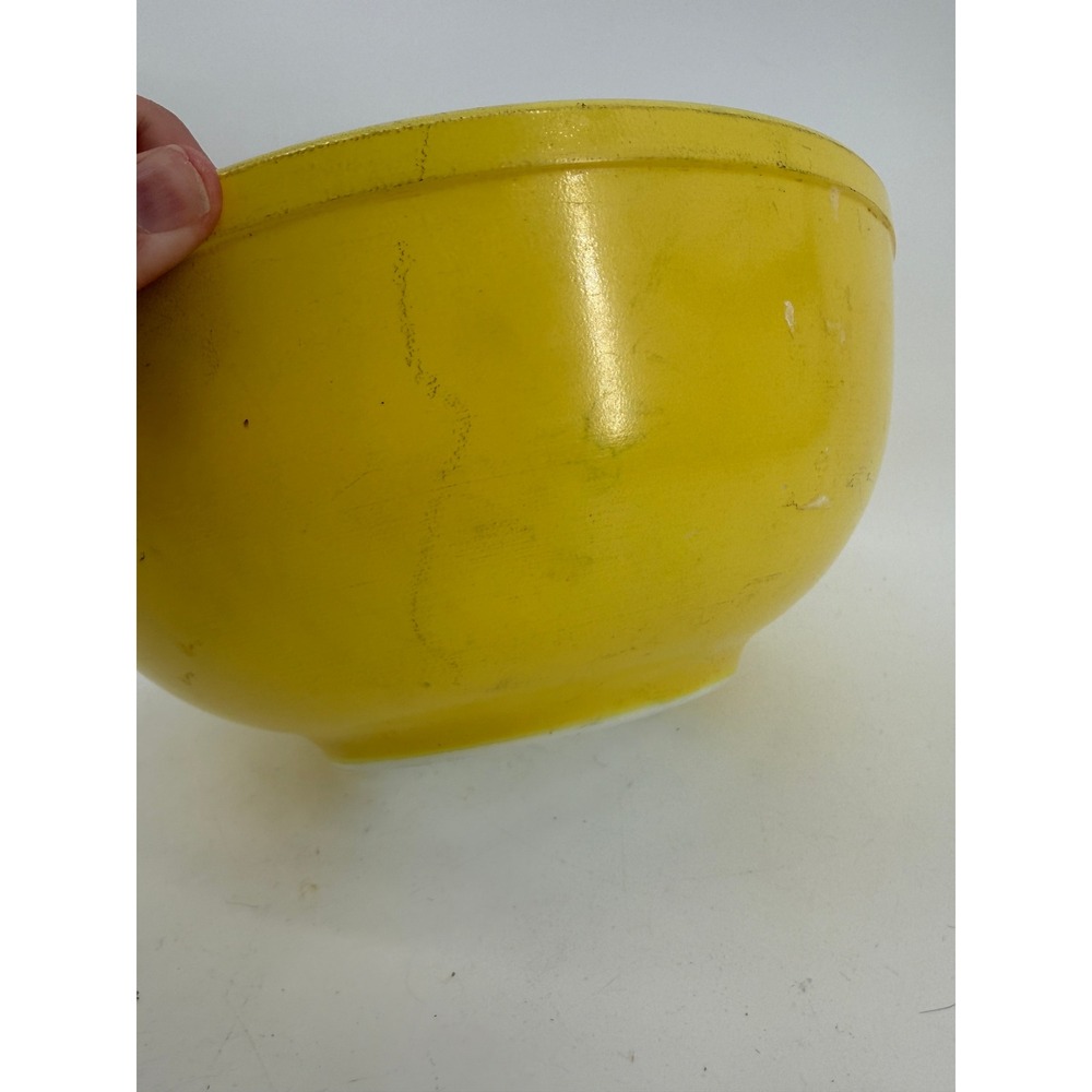 Pyrex Mixing Bowl Unisex 404 4 QT Yellow Vintage Milk Glass MCM Primary Series - Picture 7 of 13